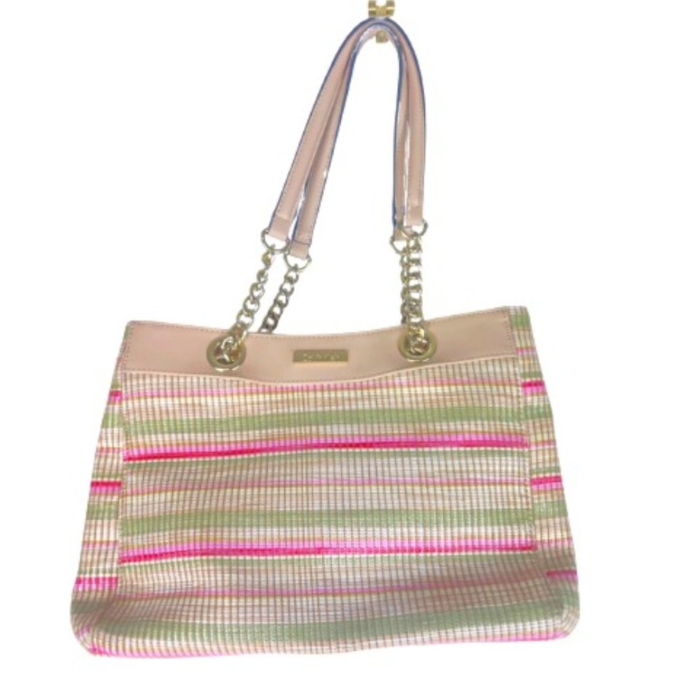 Authentic Calvin Klein Women's Tote, Multi Color, cream, pink, green, white,gold